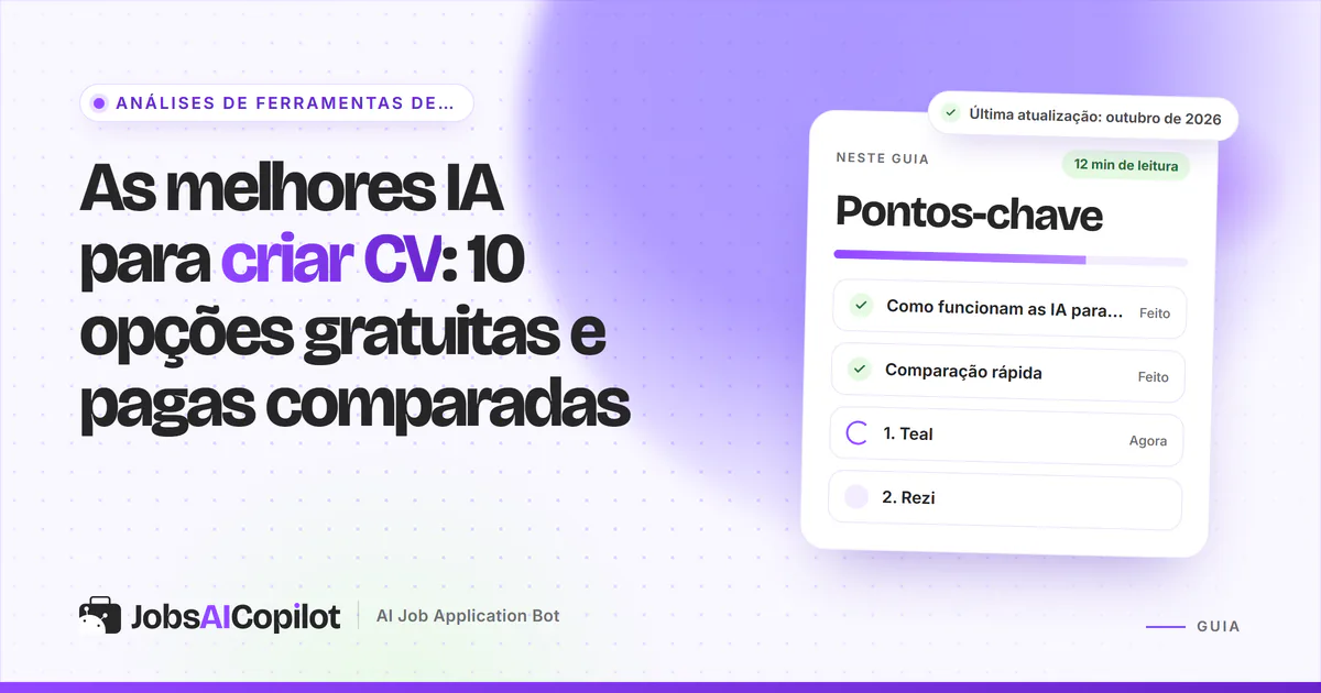 Capa das melhores IA para criar CV com os pontos-chave: como funcionam os criadores de CV e comparação rápida