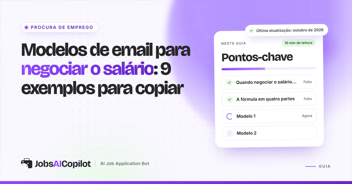 Capa dos modelos de email para negociar o salário com os pontos-chave: quando negociar por email e a fórmula em 4 partes