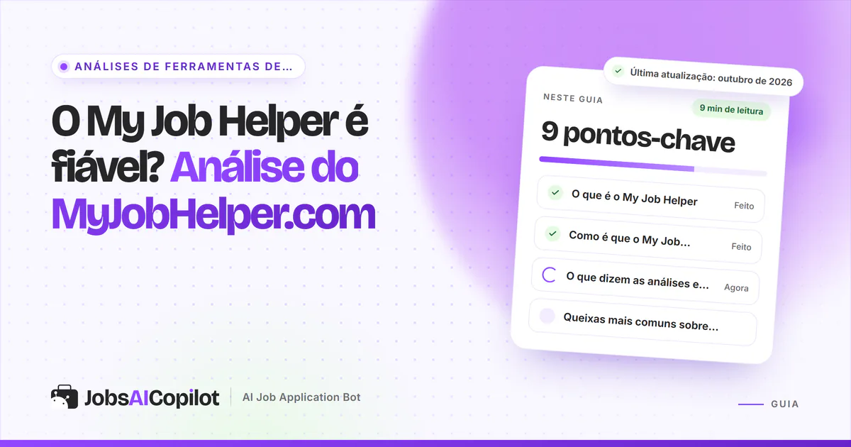 Capa sobre se o My Job Helper é fiável, com os pontos-chave: o que é, como ganha dinheiro e o que dizem os utilizadores