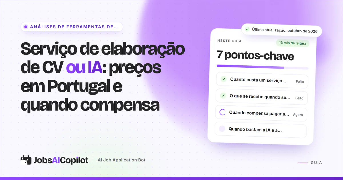 Cartões de preços de um serviço de elaboração de CV e de um criador de CV com IA, lado a lado, sobre uma capa violeta