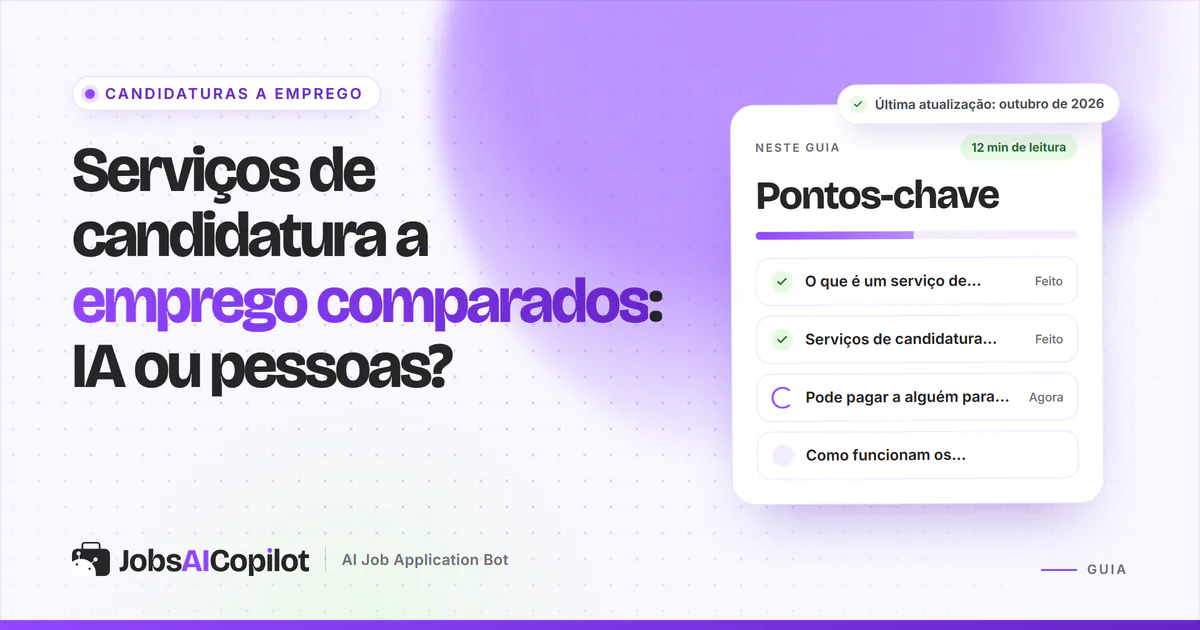 Capa dos serviços de candidatura a emprego com os pontos-chave: o que são, IA vs pessoas e como funcionam