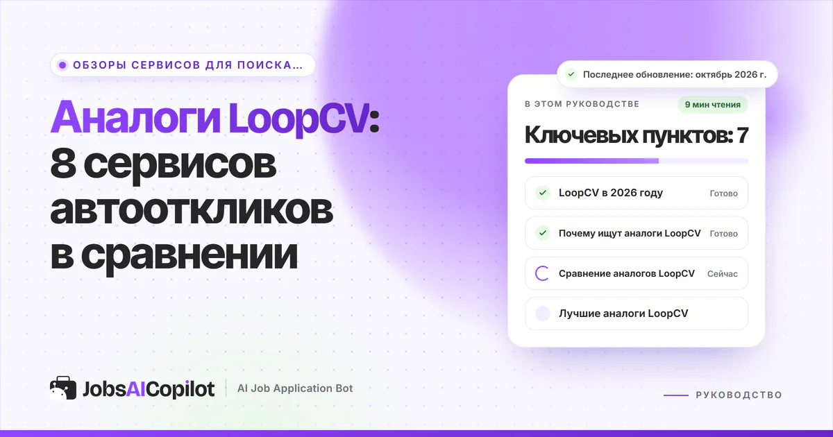Обложка «Аналоги LoopCV»: тарифы и циклы LoopCV в 2026 году, зачем искать замену и сравнение
