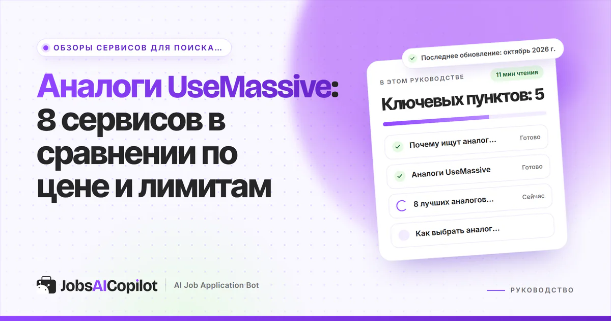 Аналоги UseMassive 2026: восемь ИИ-сервисов для откликов в сравнении по цене и контролю одобрения