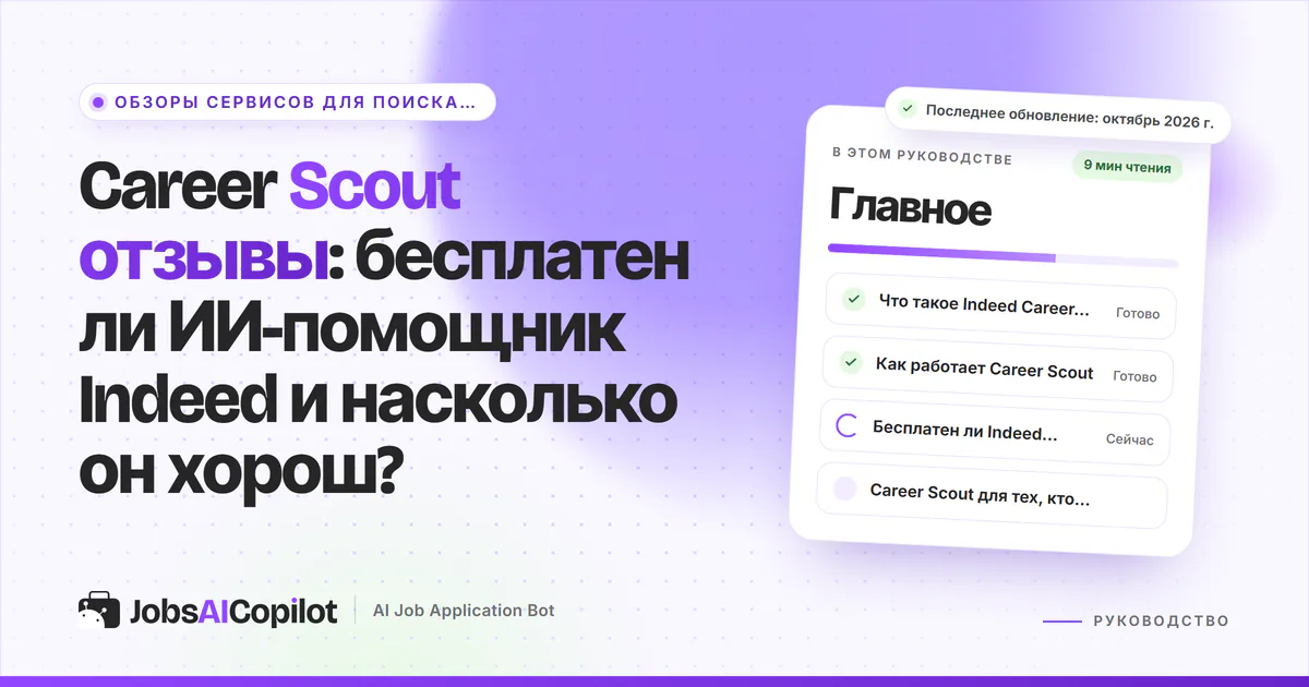 Обложка «Career Scout отзывы»: что такое Career Scout от Indeed, как он работает и бесплатен ли он