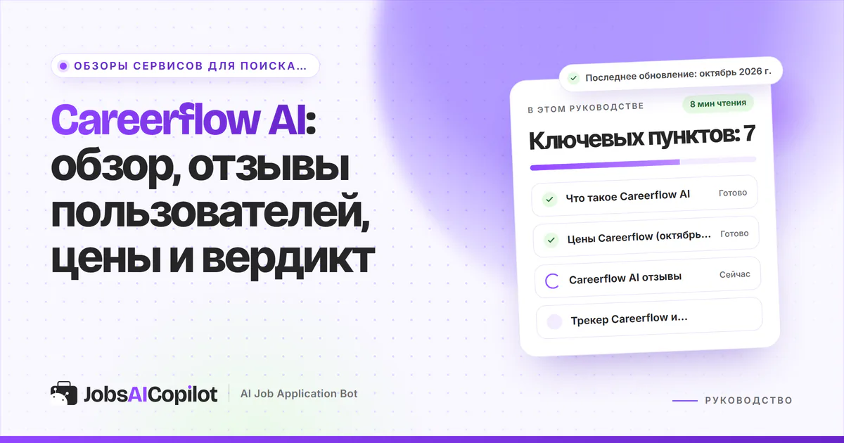 Обложка «Careerflow AI: обзор и отзывы»: что это за сервис, цены, отзывы пользователей и сравнение трекеров