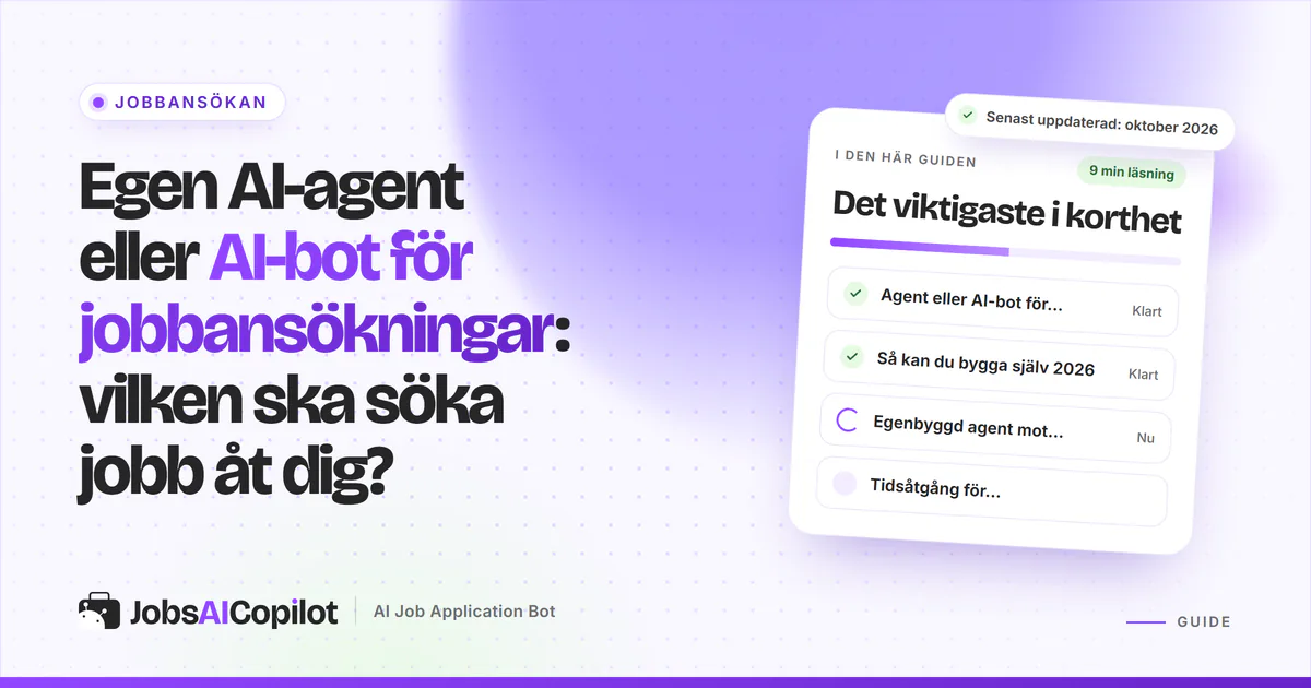 Delad skärm: arbetsflödet i en egenbyggd AI-agent bredvid panelen i en färdig AI-bot för jobbansökningar