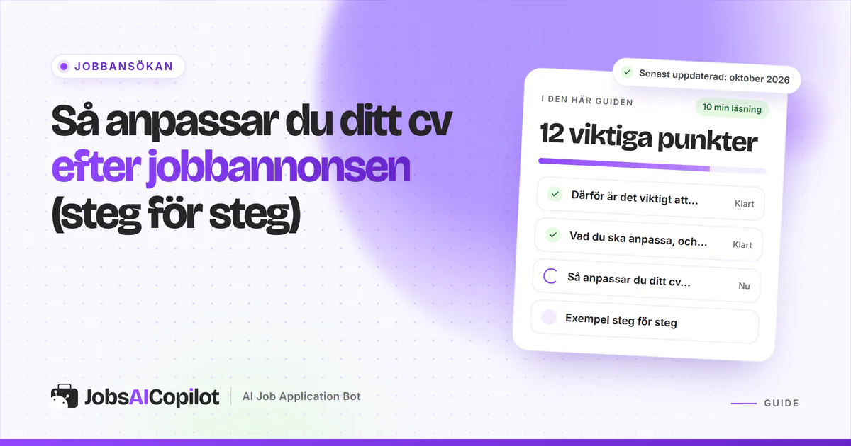 Cv som anpassas efter en jobbannons, med matchande nyckelord markerade i båda dokumenten
