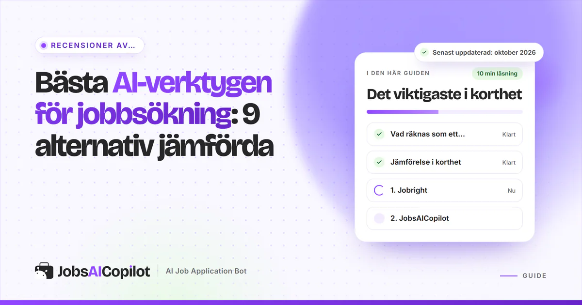 Jämförelse av nio AI-verktyg för jobbsökning med jobbmatchning, autofyll, automatiska ansökningar och startpriser 2026