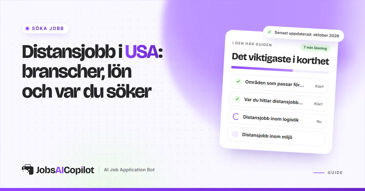 Distansjobb i USA: jobbradar som matchar rollerna innehållsskribent och IT-säkerhetsanalytiker på ett JobsAICopilot-omslag