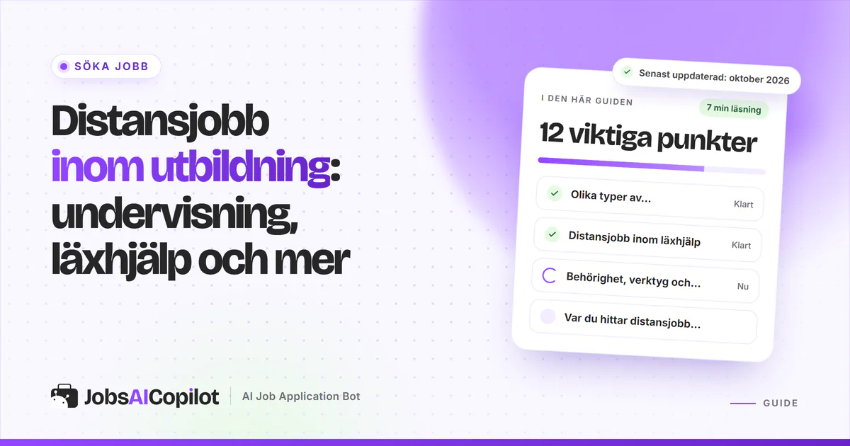 Distansjobb inom utbildning: jobbradar som matchar rollerna mattehandledare online och ESL-lärare på ett JobsAICopilot-omslag