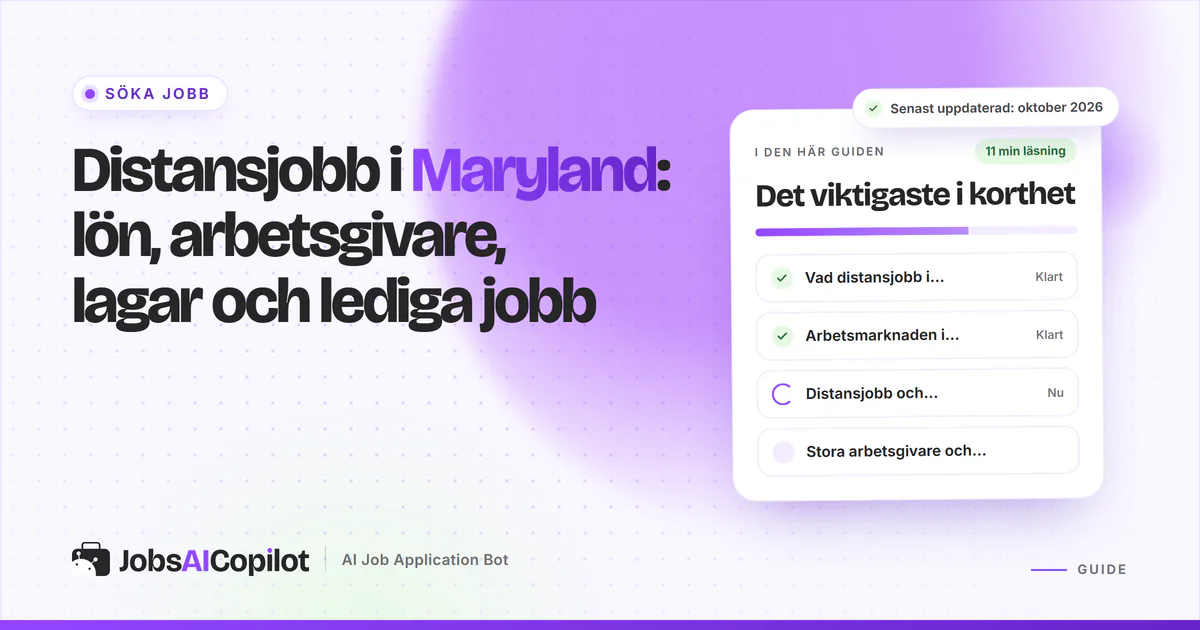 Distansjobb i Maryland: jobbradar som matchar rollerna IT-säkerhetsanalytiker och kundtjänst på ett JobsAICopilot-omslag