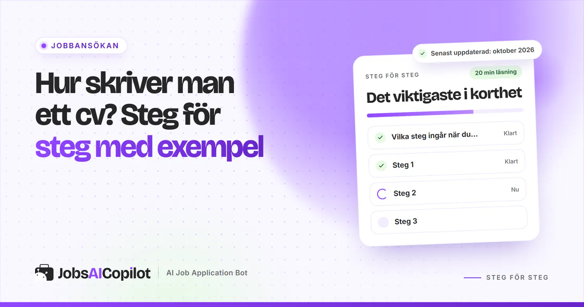 Hur skriver man ett cv: ett rent cv i en kolumn med markerade avsnitt på ett violett omslag