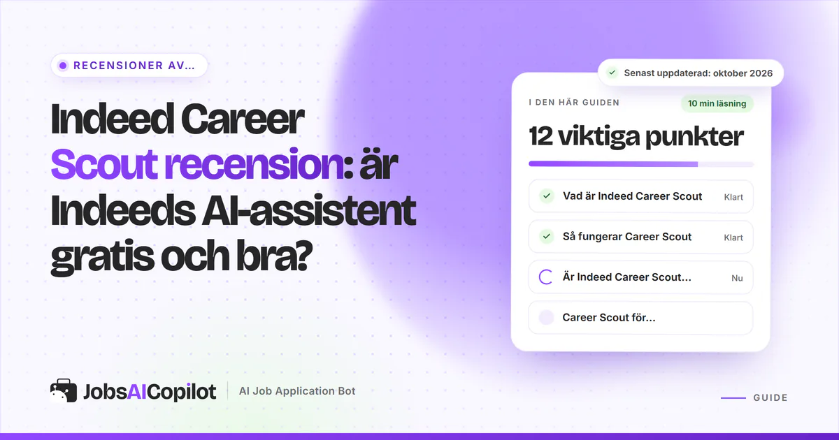 Indeed Career Scout recension 2026: vad den kostnadsfria AI-karriärassistenten gör, dess begränsningar och alternativ