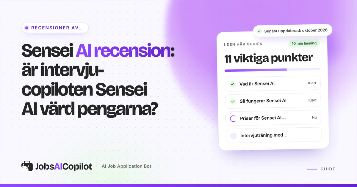 Sensei AI recension 2026: hur intervju-copiloten Sensei AI fungerar, vad den kostar och vilka risker den har