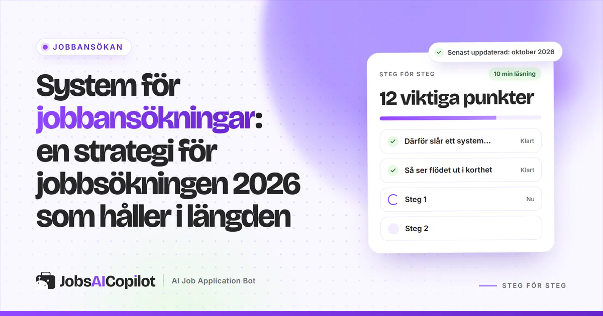 System för jobbansökningar: en veckotratt med matchningspoäng, gränsvärden, kvoter, ansökningslogg och veckogenomgång