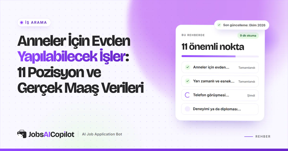 Anneler için evden işler: JobsAICopilot kapağında mutfak masasında dizüstü bilgisayar ve defter