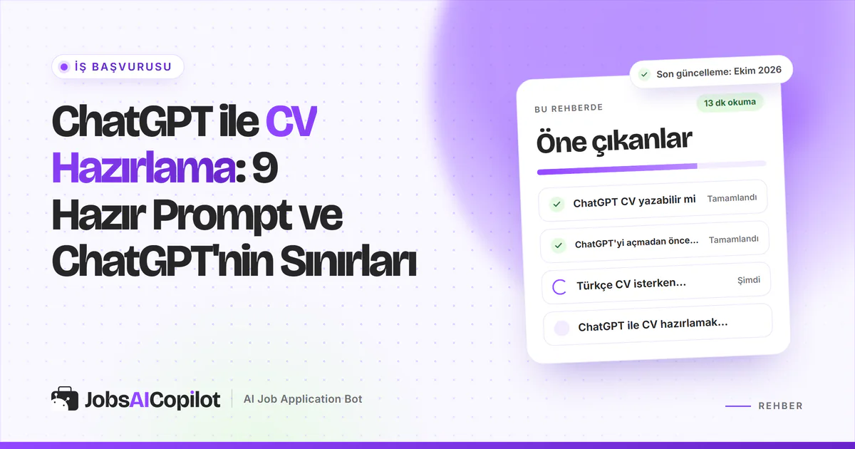 ChatGPT ile CV hazırlama: bir sohbet penceresi ve uydurma rakamları işaretlenmiş tek sayfalık bir CV yan yana