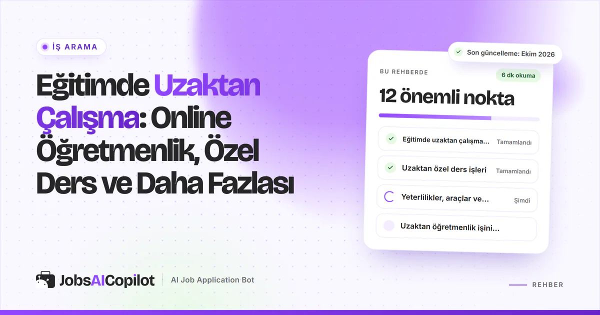 Eğitimde uzaktan çalışma rehber kartı: iş türleri, uzaktan özel ders işleri ve gereken yeterlilikler, mor kapakta
