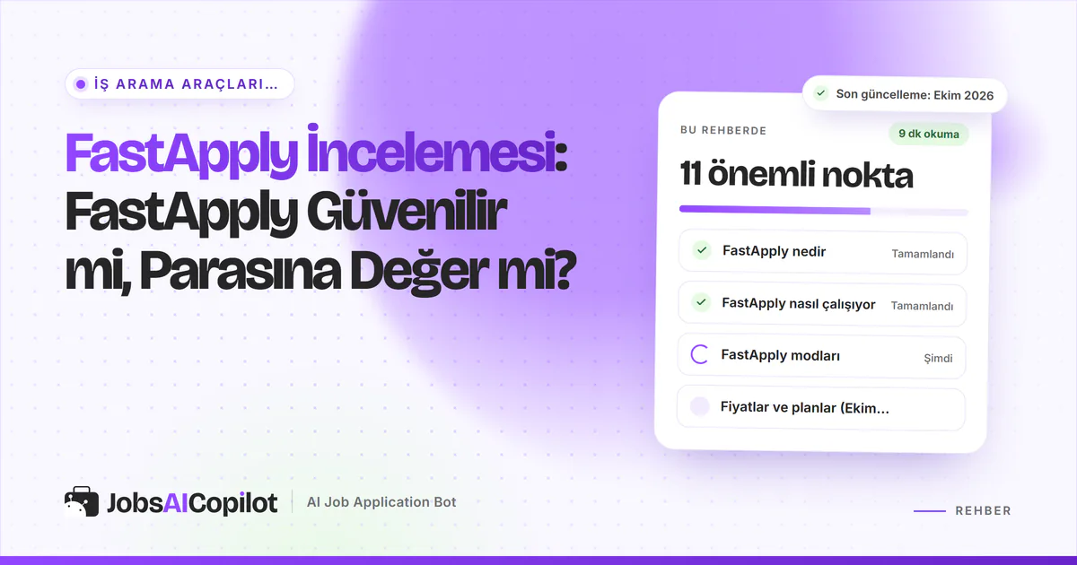 FastApply inceleme kartı: FastApply nedir, nasıl çalışır, Fast Apply AI modları ve Ekim 2026 fiyatları, mor kapakta