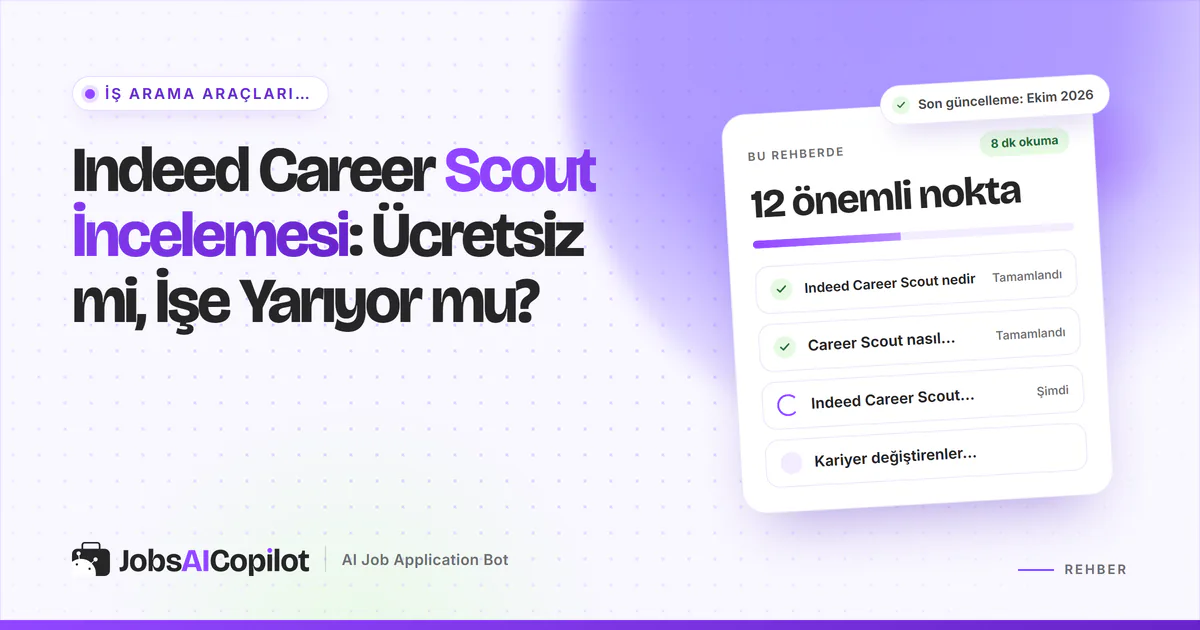 Indeed Career Scout inceleme kartı: Career Scout nedir, nasıl çalışır, ücretsiz mi ve kariyer değiştirenlere uygun mu
