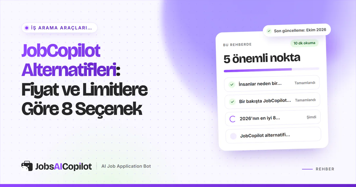 JobCopilot alternatifleri 2026: fiyat, günlük limit ve ücretsiz planlara göre kıyaslanan sekiz otomatik başvuru aracı