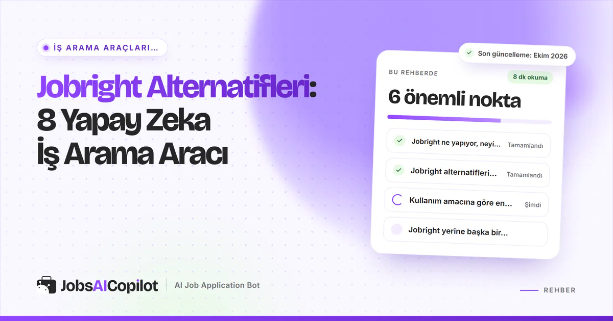 Jobright alternatifleri kartı: Jobright'ın yaptıkları, hızlı karşılaştırma ve kullanım amacına göre en iyi seçenekler