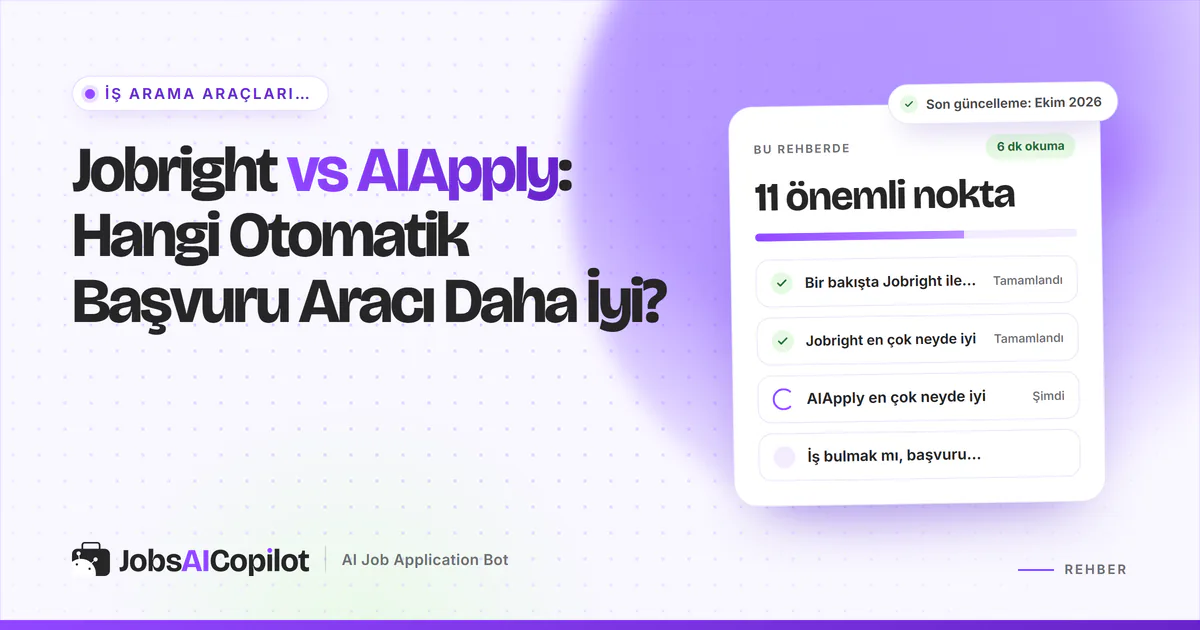 Jobright vs AIApply karşılaştırma kartı: genel bakış, iki aracın güçlü yanları ve ilan bulma ile başvuru hazırlama farkı