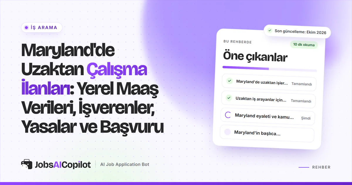 Maryland uzaktan çalışma ilanları: JobsAICopilot kapağında siber güvenlik ve müşteri hizmetleri rollerini eşleyen iş radarı