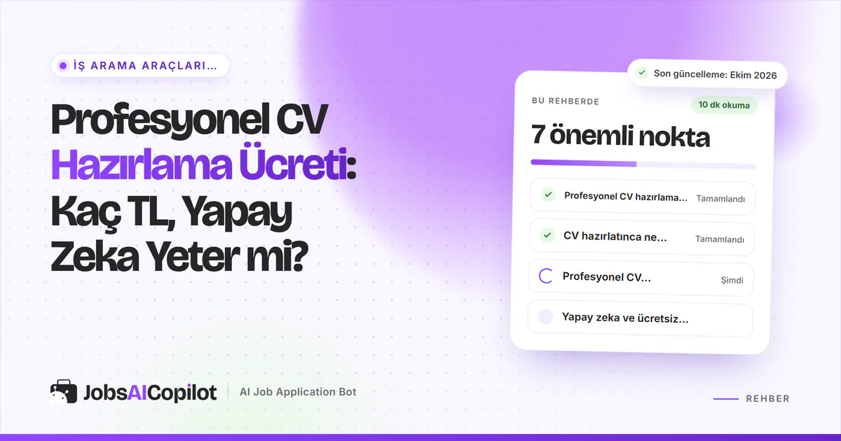 İnsan CV yazarı ile yapay zeka CV aracının fiyat kartları yan yana, mor kapakta