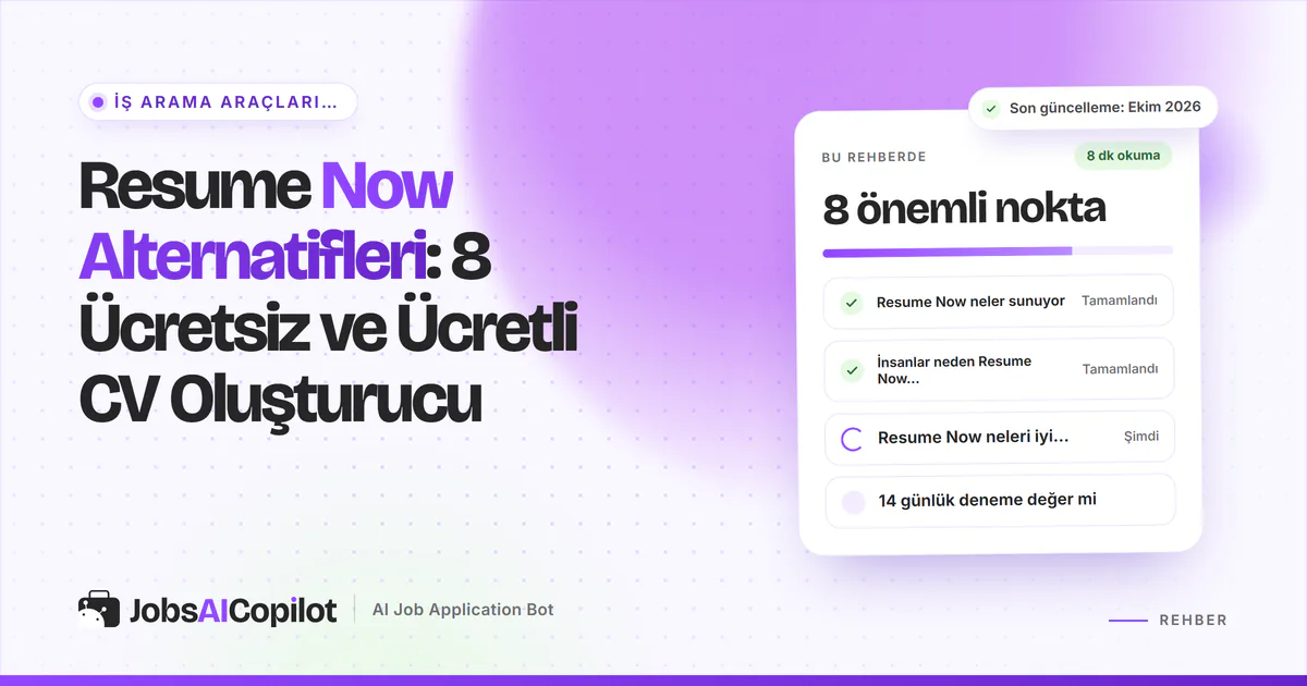 Resume Now alternatifleri kartı: sitenin sundukları, neden alternatif aranıyor ve 14 günlük deneme değer mi