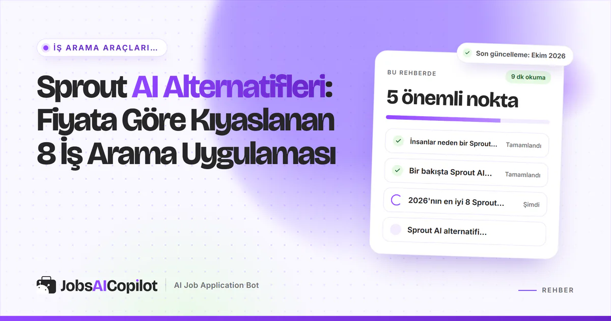 Sprout AI alternatifleri: başvuru başına fiyata göre kıyaslanan sekiz iş başvuru aracı, mor kapakta