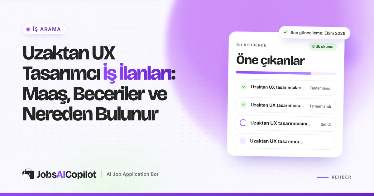 Uzaktan UX tasarımcı ilanları rehber kartı: UX tasarımcıların işi, maaşlar ve işe alan şirketler, mor kapakta