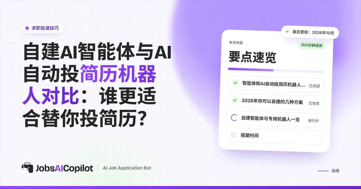 左右对比图：自建AI智能体的工作流程与专用AI自动投简历机器人的控制面板