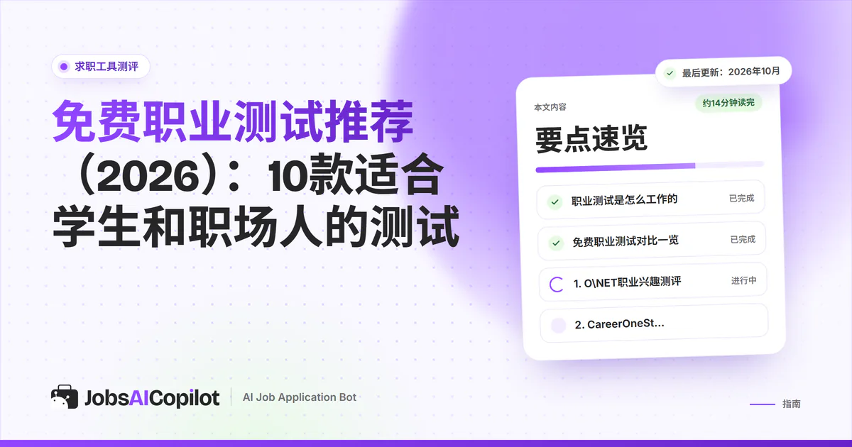 学生在线做免费职业测试，屏幕上显示RIASEC兴趣结果和匹配的职业