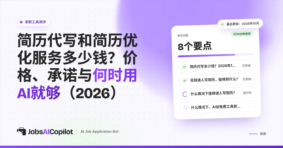 简历代写与AI价格对比：紫色封面上，人工代写和AI简历生成器的价格卡片并排